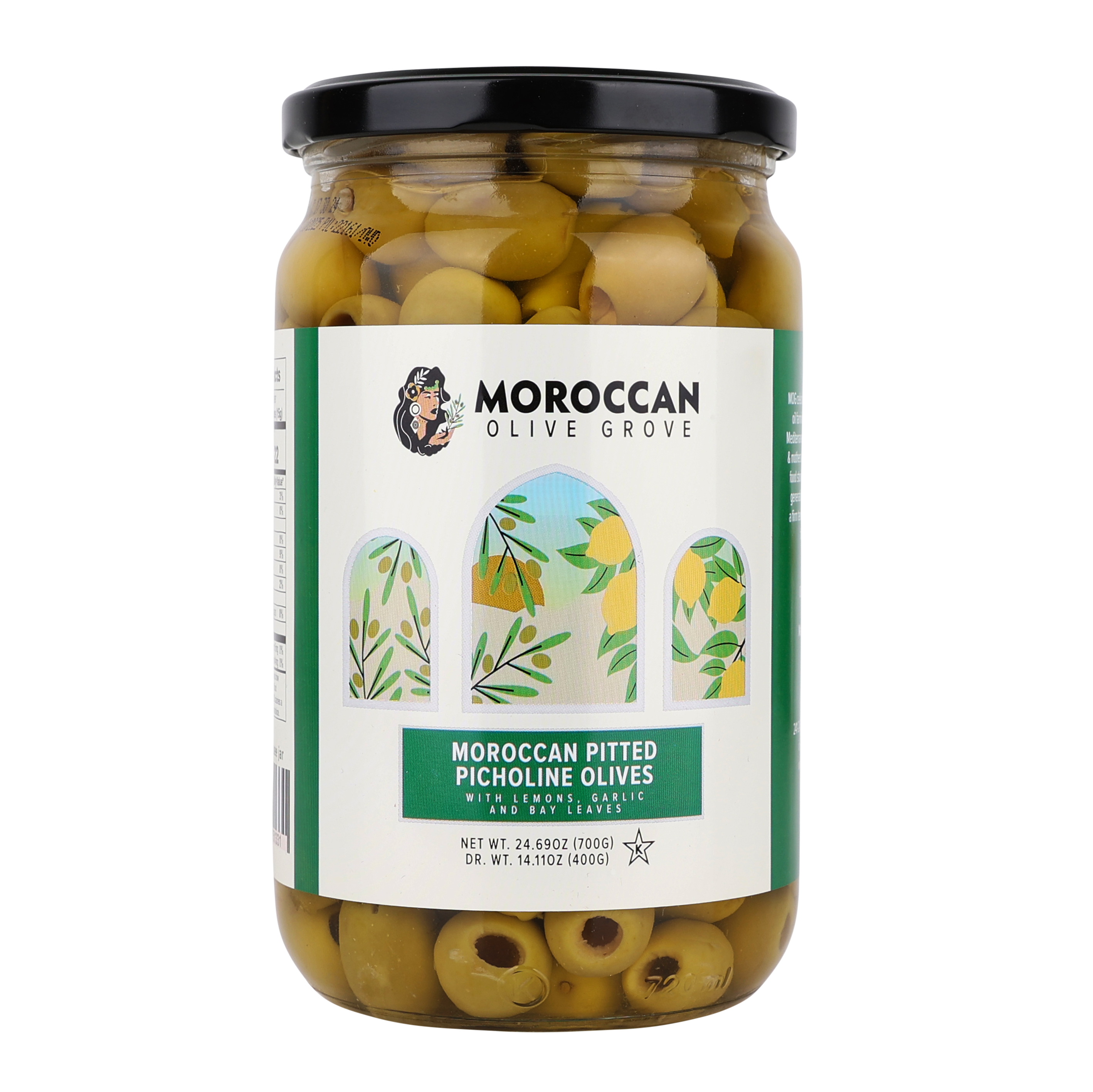 Moroccan Pitted Picholine Olives - 700g